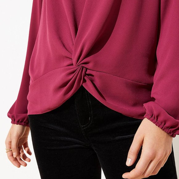 Ann Taylor LOFT Twist Mixed Media Top - Picture 2 of 9